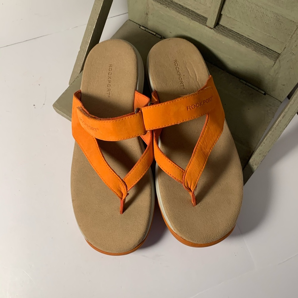 Ladies Orange Rockport Sandal/,Flip-Fop